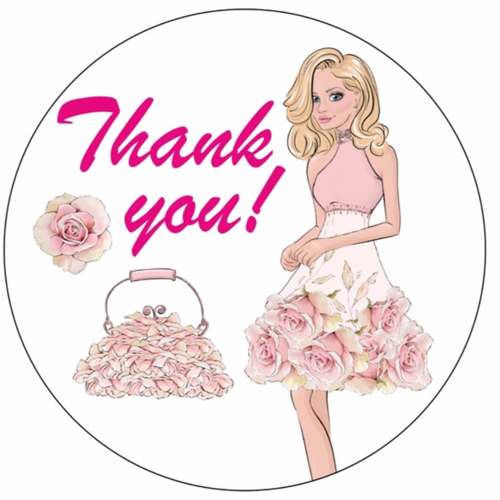 x100 Pink Flower Fashion Girl Posh Thanks Stickers